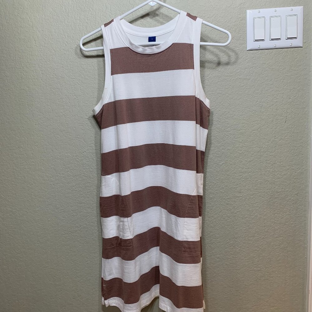 Small Tan/White Old Navy Dress w/Pockets